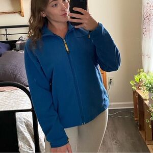 L.L. Bean Vintage Full Zip Royal Blue and Yellow Fleece Jacket — Women’s M